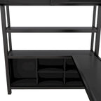 Lit mezzanine en métal avec armoire et bureau en L