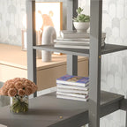 Lit mezzanine double avec bureau, étagères et échelle