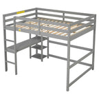 Lit mezzanine double avec bureau, étagères et échelle
