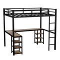 Lit mezzanine en métal Twin XL avec bureau et étagères