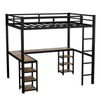 Lit mezzanine en métal Twin XL avec bureau et étagères