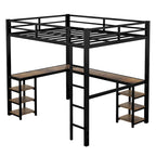 Lit mezzanine en métal Twin XL avec bureau et étagères