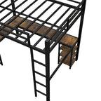 Lit mezzanine en métal Twin XL avec bureau et étagères