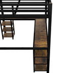 Lit mezzanine en métal Twin XL avec bureau et étagères