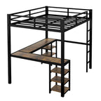Lit mezzanine en métal Twin XL avec bureau et étagères