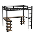 Lit mezzanine en métal Twin XL avec bureau et étagères