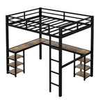 Lit mezzanine en métal Twin XL avec bureau et étagères