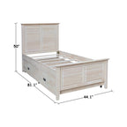 Lit gigogne simple en bois massif avec rangement convertible