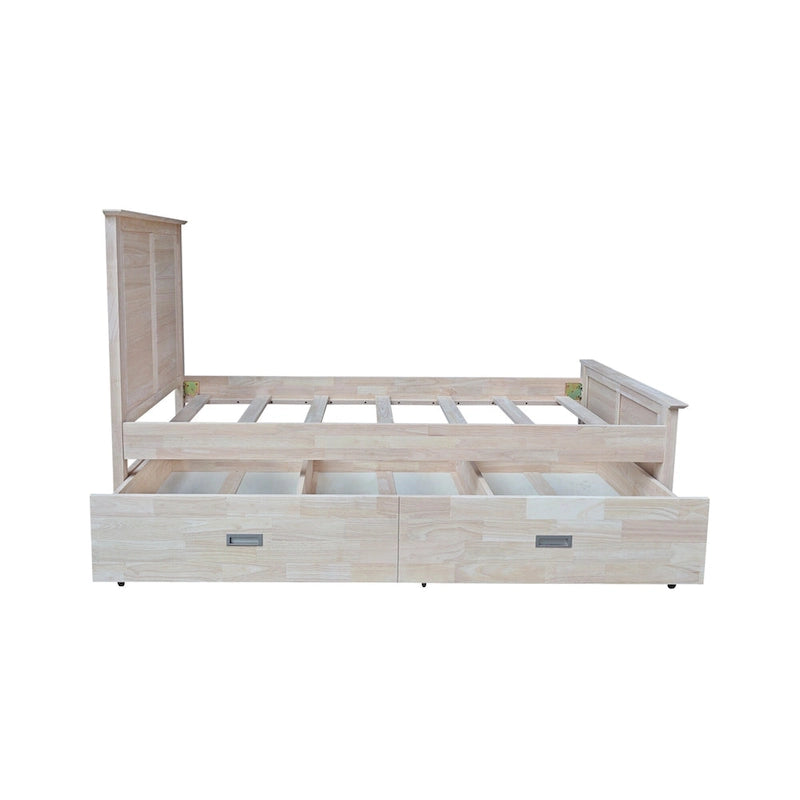 Lit gigogne simple en bois massif avec rangement convertible