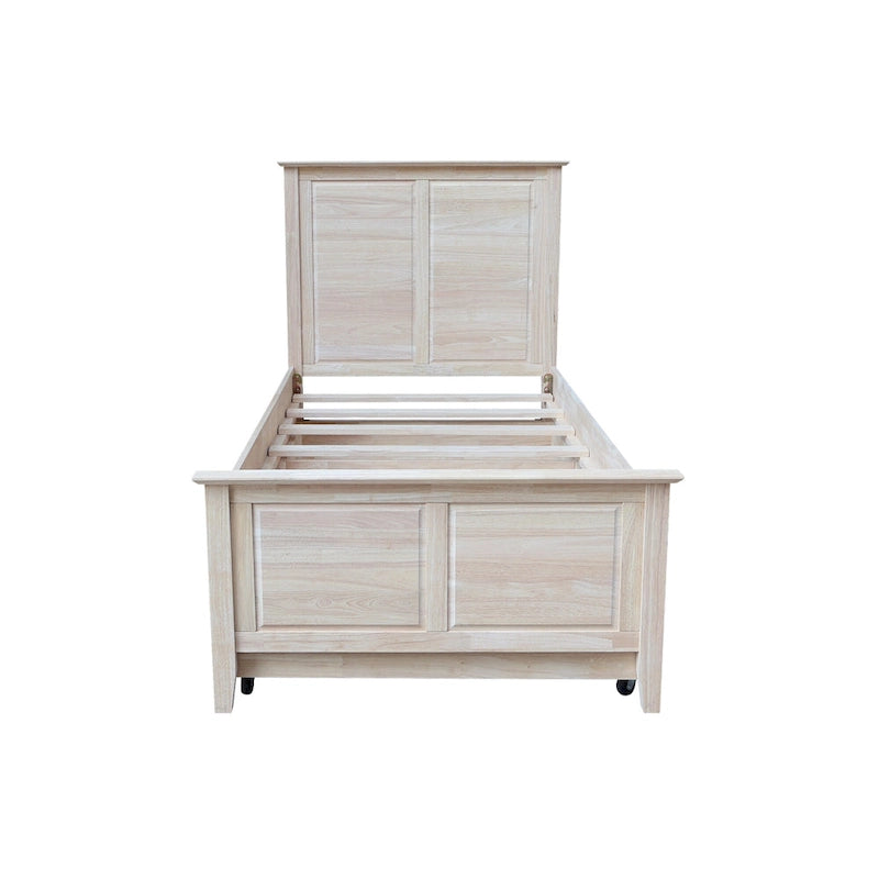 Lit gigogne simple en bois massif avec rangement convertible