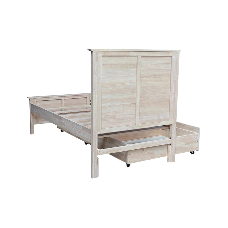 Lit gigogne simple en bois massif avec rangement convertible
