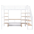 Lit mezzanine en métal avec escalier et bureau