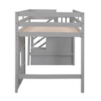 Lit mezzanine double avec bureau, 2 armoires, 4 tiroirs et 4 étagères – Rangement tout-en-un