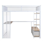 Lit mezzanine gaming en métal double avec LED 16 couleurs, bureau et 3 tiroirs de rangement (capacité de 180 kg)
