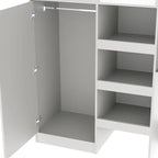 Lit mezzanine pleine taille en bois massif gris avec armoire, bureau et étagères