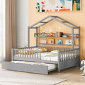 Lit cabane en bois pleine grandeur avec lit gigogne double – Cadre de lit maisonnette pour enfants