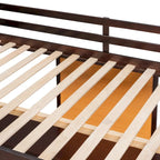 Lit mezzanine double en pin avec bureau, tableau d'écriture et étagères de rangement