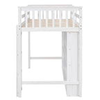 Lit mezzanine simple avec 8 étagères ouvertes – Bois de pin, design compact
