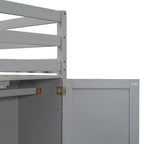 Lit mezzanine simple en bois avec armoire intégrée et 2 fenêtres