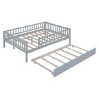 Lit de repos double en bois avec lit gigogne et barrière
