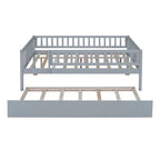 Lit de repos double en bois avec lit gigogne et barrière
