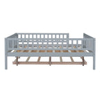 Lit de repos double en bois avec lit gigogne et barrière