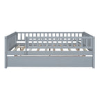 Lit de repos double en bois avec lit gigogne et barrière