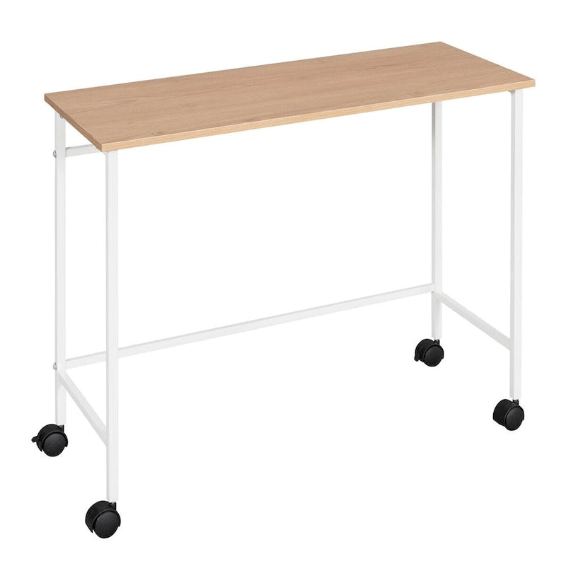 Lit mezzanine en métal Merax, taille double, avec bureau et étagères