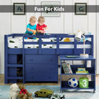 Lit mezzanine jumeau avec bureau, lit mezzanine jumeau bas pour enfants avec rangement, lit mezzanine en pin pour enfants, lit mezzanine jumeau avec armoire