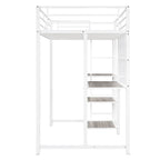Lit mezzanine en métal avec 3 étagères et échelle