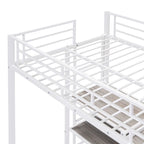 Lit mezzanine en métal avec 3 étagères et échelle