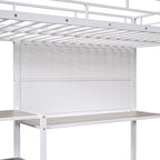 Lit mezzanine en métal avec 3 étagères et échelle