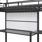 Lit mezzanine en métal avec 3 étagères et échelle