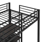 Lit mezzanine en métal avec 3 étagères et échelle