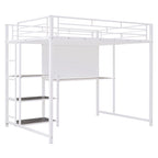 Lit mezzanine en métal avec 3 étagères et échelle