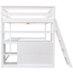 Lit mezzanine grand format avec bureau et étagères