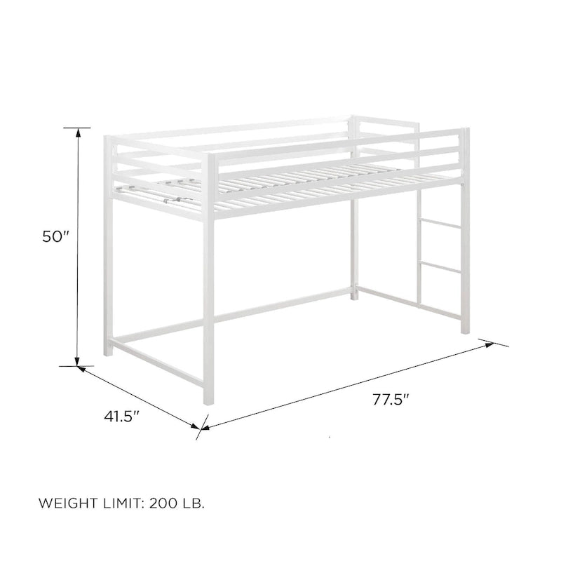 Lit mezzanine junior en métal avec barrières de sécurité