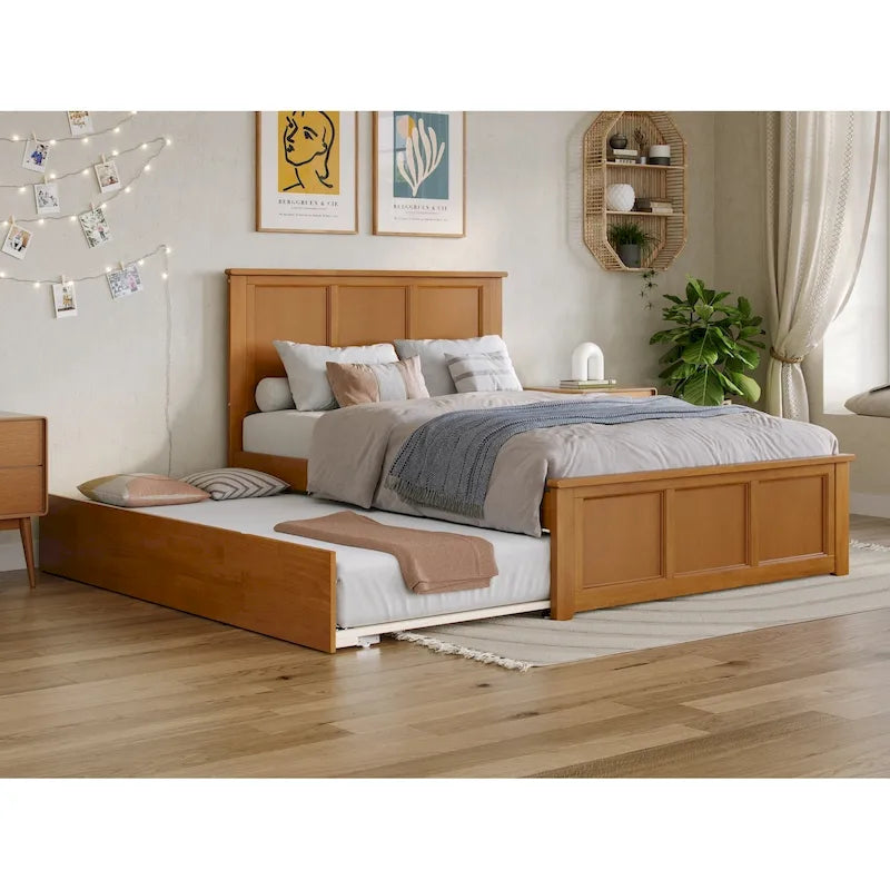 Lit plateforme Madison avec pied de lit assorti et lit gigogne double