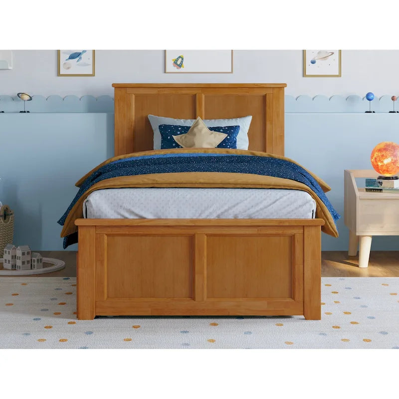 Lit plateforme Madison avec pied de lit assorti et lit gigogne double
