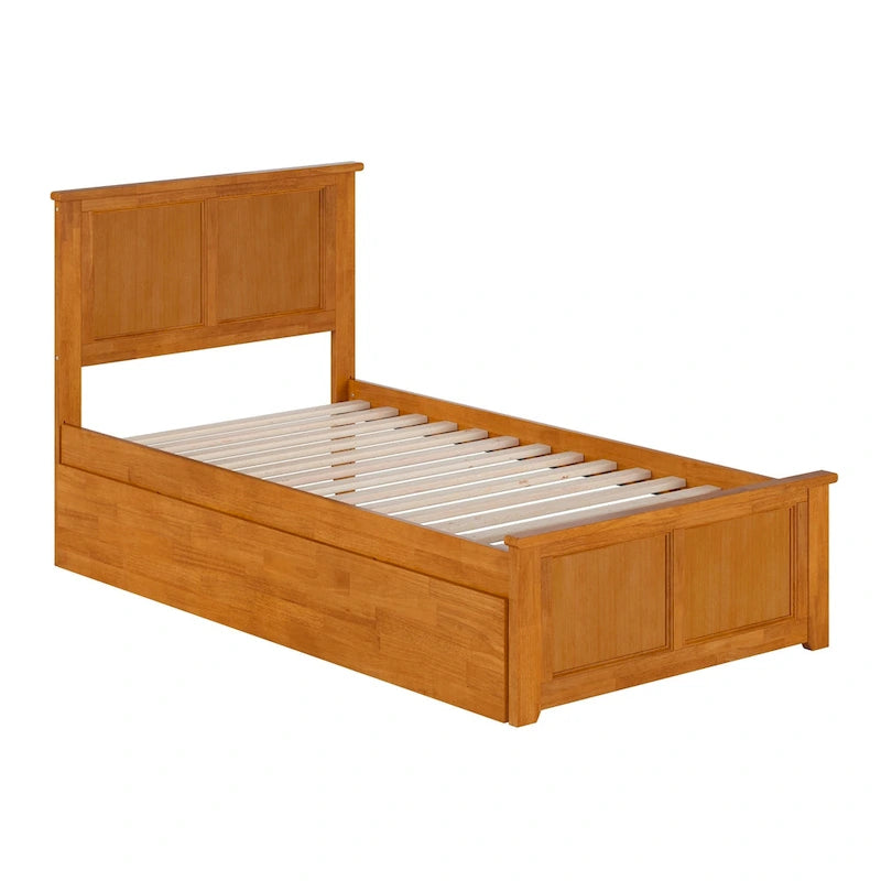 Lit plateforme Madison avec pied de lit assorti et lit gigogne double