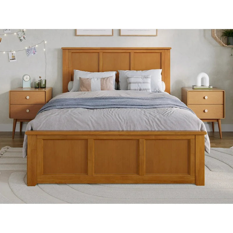 Lit plateforme Madison avec pied de lit assorti et lit gigogne double