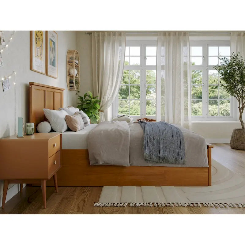Lit plateforme Madison avec pied de lit assorti et lit gigogne double