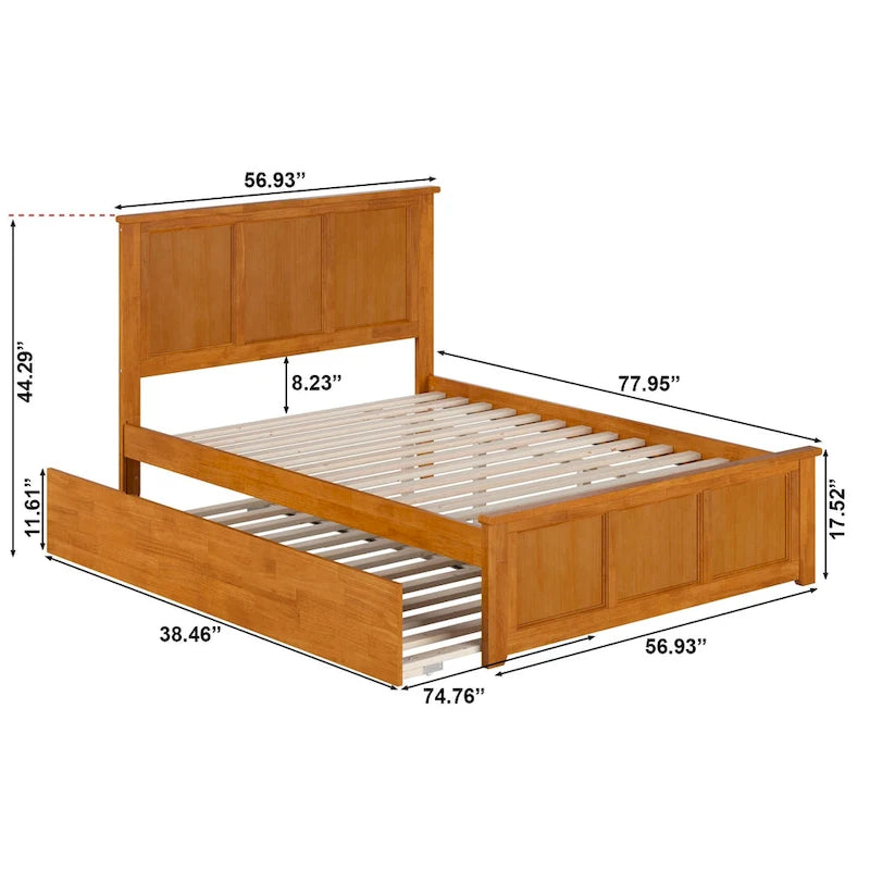 Lit plateforme Madison avec pied de lit assorti et lit gigogne double