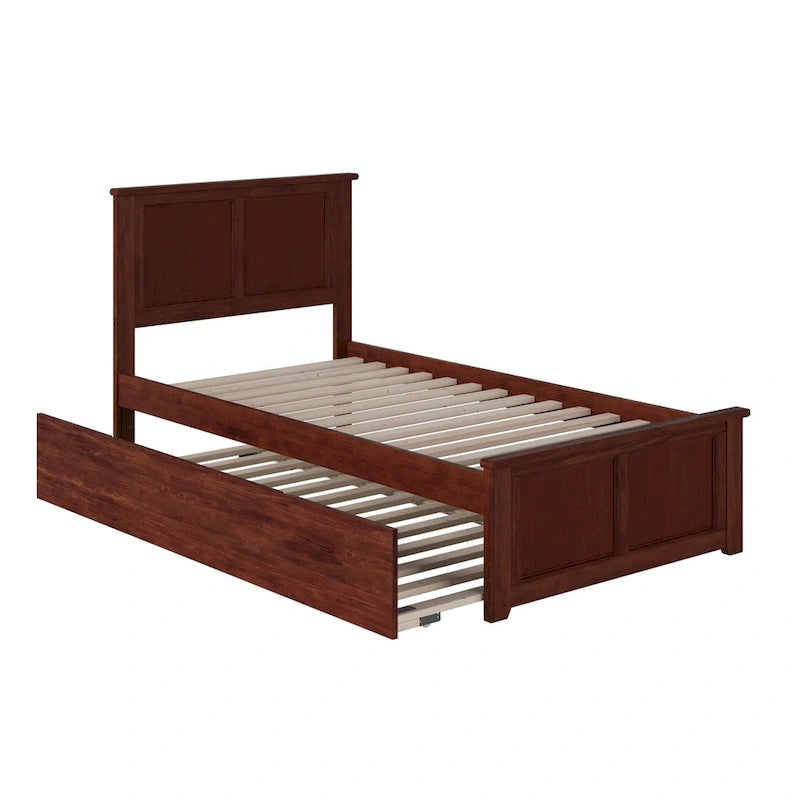 Lit plateforme Madison avec pied de lit assorti et lit gigogne double