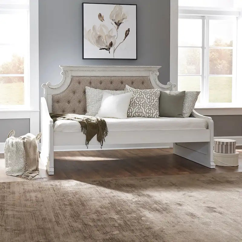 Lit de repos double blanc antique Magnolia Manor sans tiroir-lit
