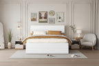 Modern Farmhouse Style Wooden Full Size Platform Bed Frame with Twin Size Trundle Bed