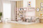 Twin Size Metal Loft Bed with 4-Tier Shelves and Storage, Twin Loft Bed Frame for Dorm, Boys & Girls, Teens