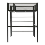 Lit mezzanine double en métal avec étagères à 4 niveaux et rangement, cadre de lit mezzanine double pour dortoir, garçons et filles, adolescents