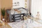 Twin Size Low Loft Bed With Pull-Out Desk