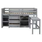 Lit mezzanine bas pour jumeaux avec bureau coulissant